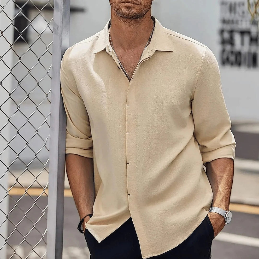 Men's Frank Caruso Slim-Fit Linen Shirt