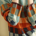 Ravelyn Patchwork Turtleneck High Neck Sweater