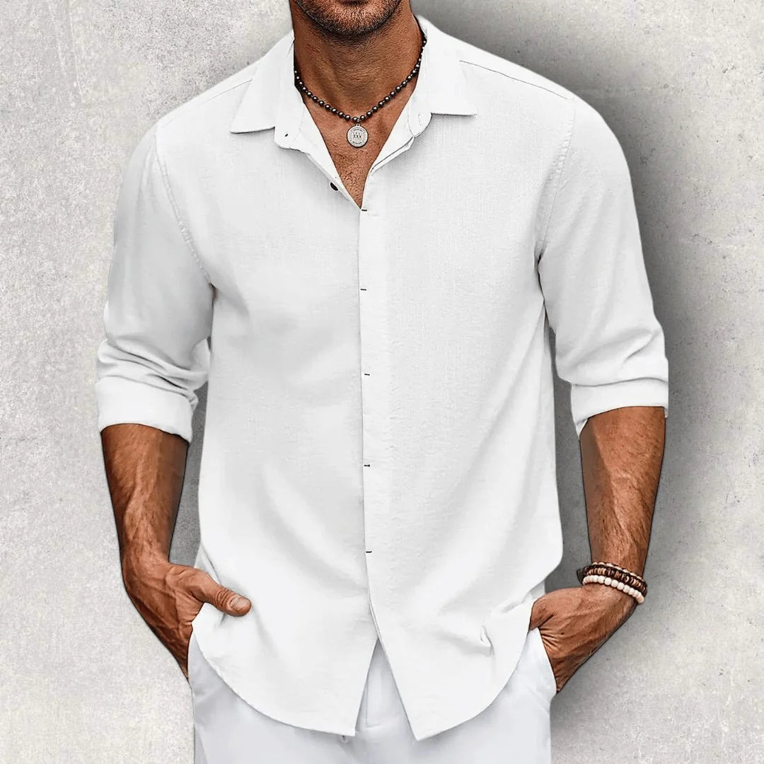 Men's Frank Caruso Slim-Fit Linen Shirt