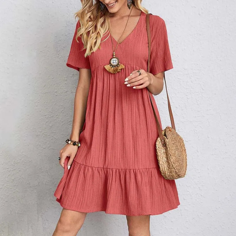 Retro V-neck Women's Mini Dress