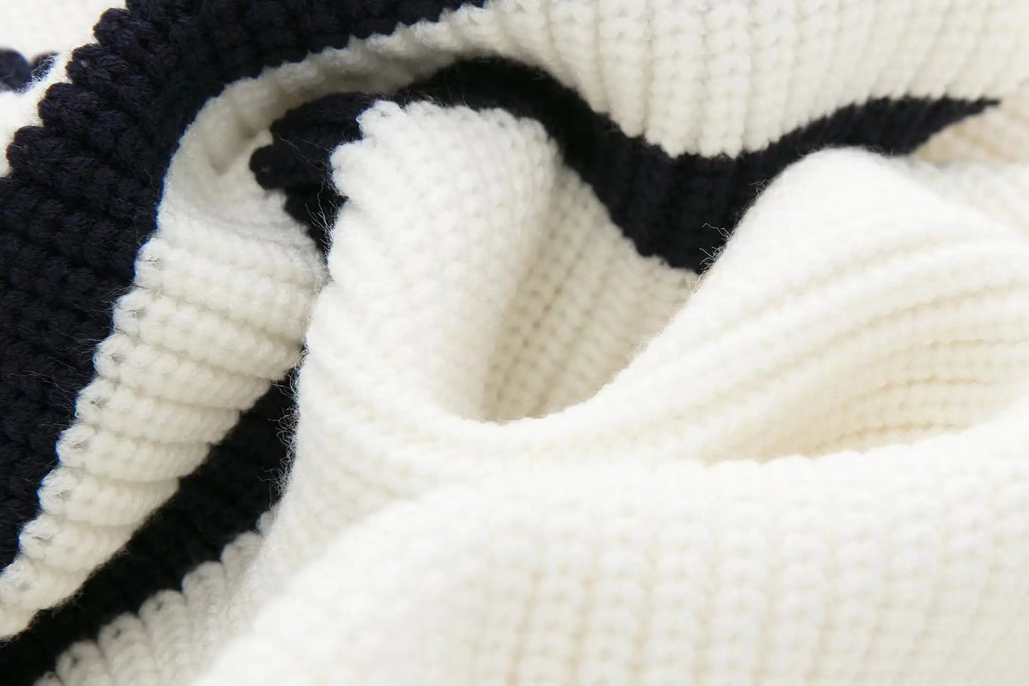 Nordic Zip Up Stripe Lapel Long Sleeve Sweater