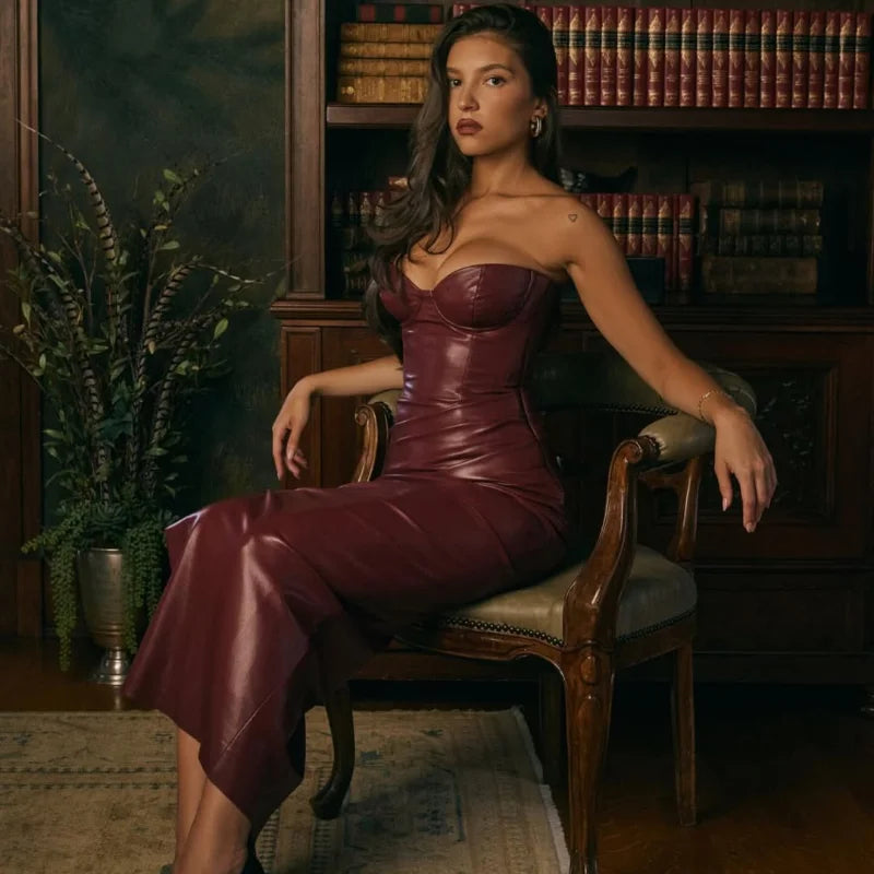 Bold Allure Faux Leather Corset Party Dress