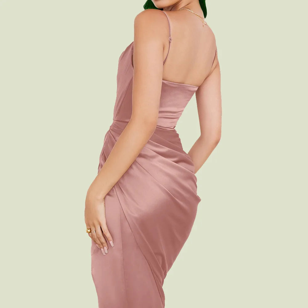 Stylish Shine Glitter Satin Lace-Up Party Dress