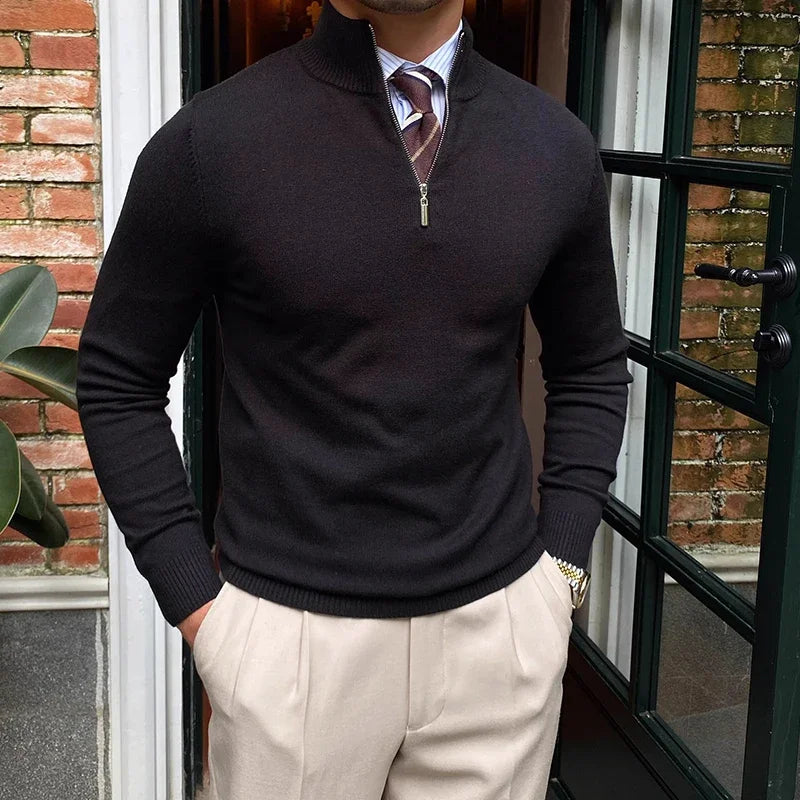 Lorenzo Classic Long Sleeve Zip-Up Sweater