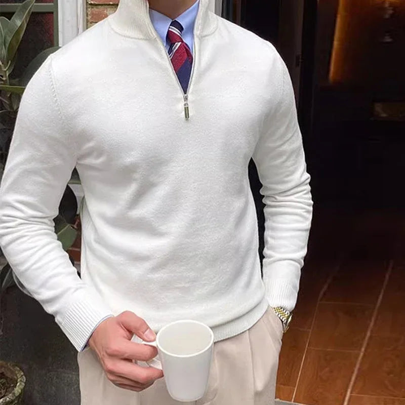 Lorenzo Classic Long Sleeve Zip-Up Sweater