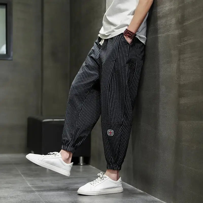 Men's Quick-Dry Striped Drawstring Joggers