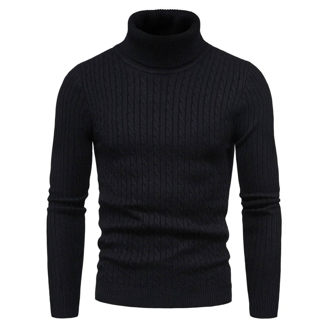 Dominic Casual Solid Soft Knitted Long Sleeve Turtleneck Sweater