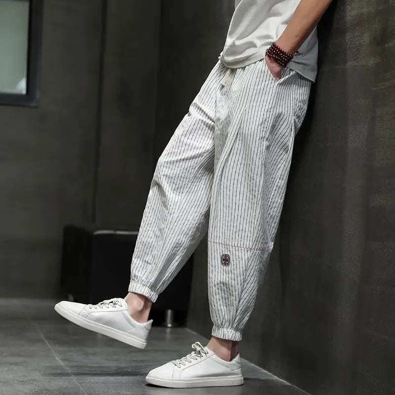 Men's Quick-Dry Striped Drawstring Joggers