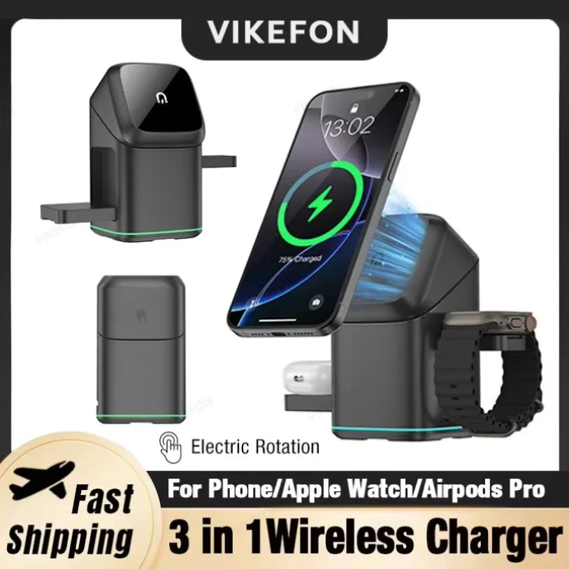 3-in-1 wireless charger-wireless multi-device charging touch pop-up charging🔋