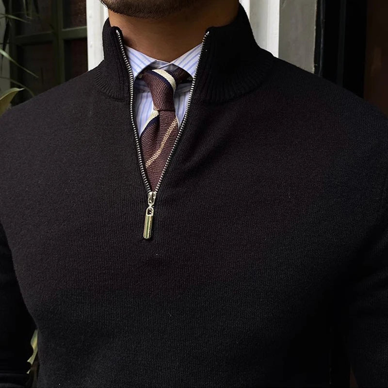 Lorenzo Classic Long Sleeve Zip-Up Sweater