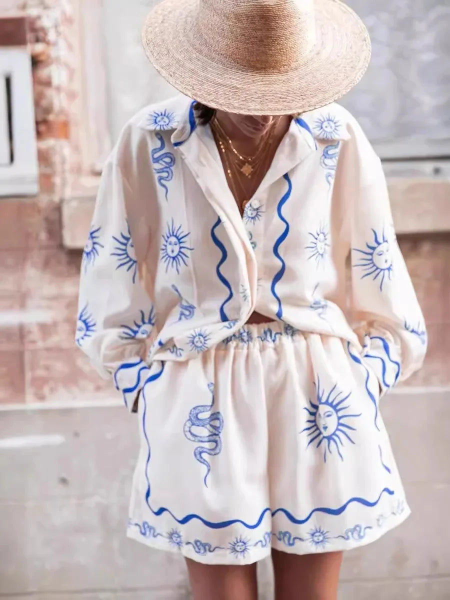 Boho Printed Shirt and Short Set