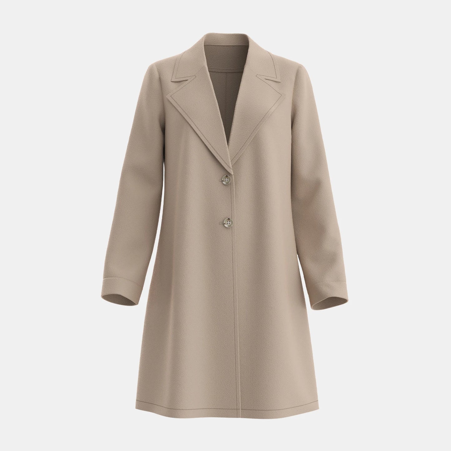 Women's Plain Single-Breasted Long Coat