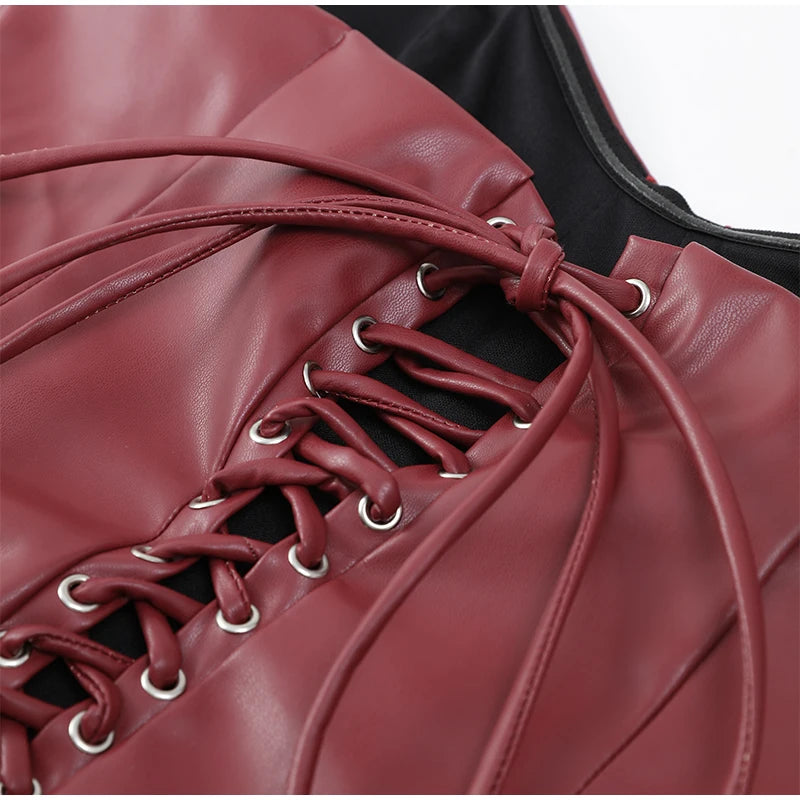 Bold Allure Faux Leather Corset Party Dress
