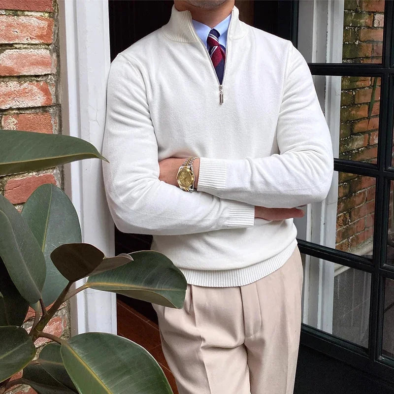 Lorenzo Classic Long Sleeve Zip-Up Sweater