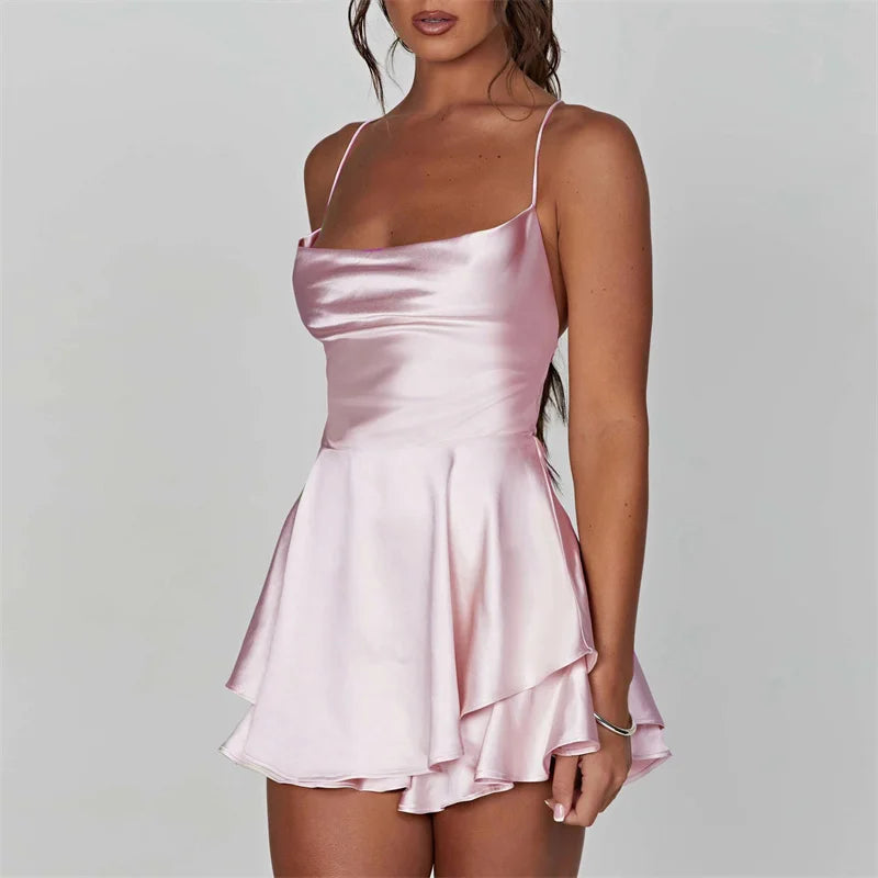 Jianna Floral Satin Short A-Line Dress