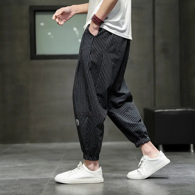 Men's Quick-Dry Striped Drawstring Joggers