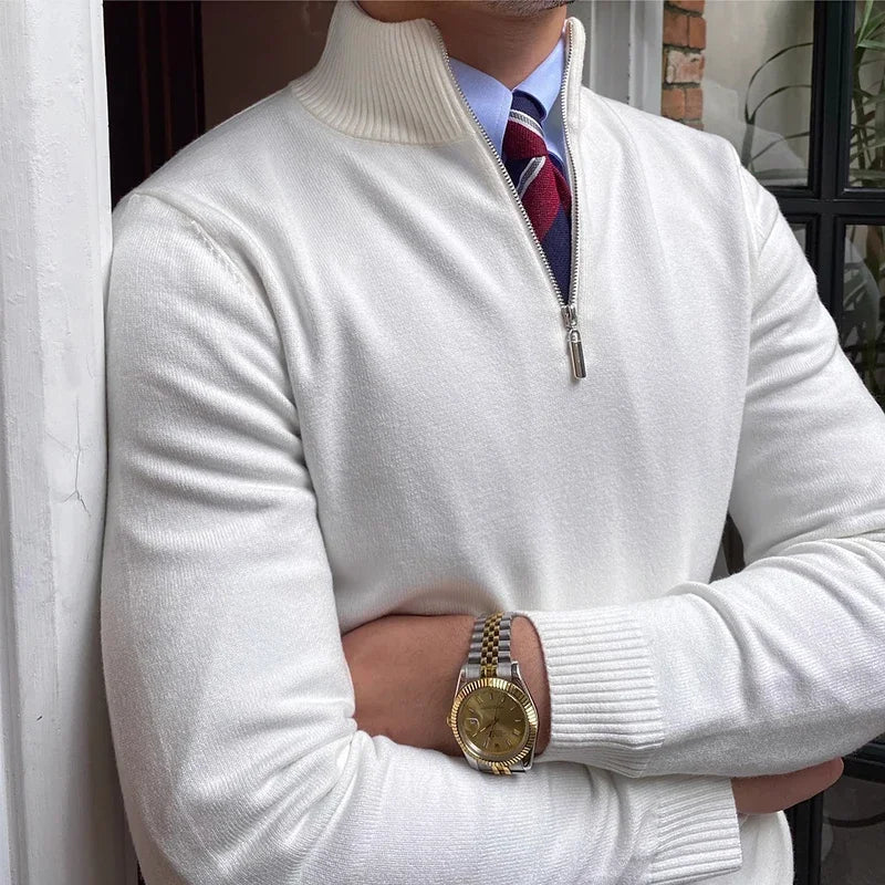 Lorenzo Classic Long Sleeve Zip-Up Sweater