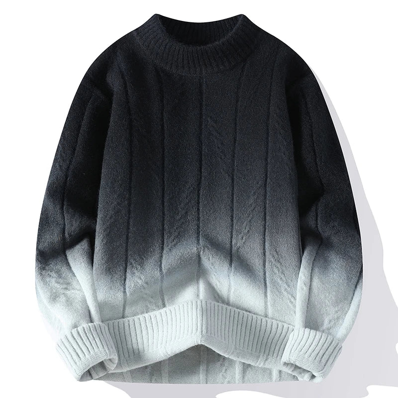 Ombre Round Neck Knitted Sweater