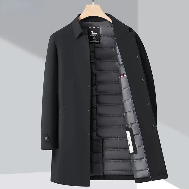 Simon Luxury Mid-Length Lapel Padded Jacket