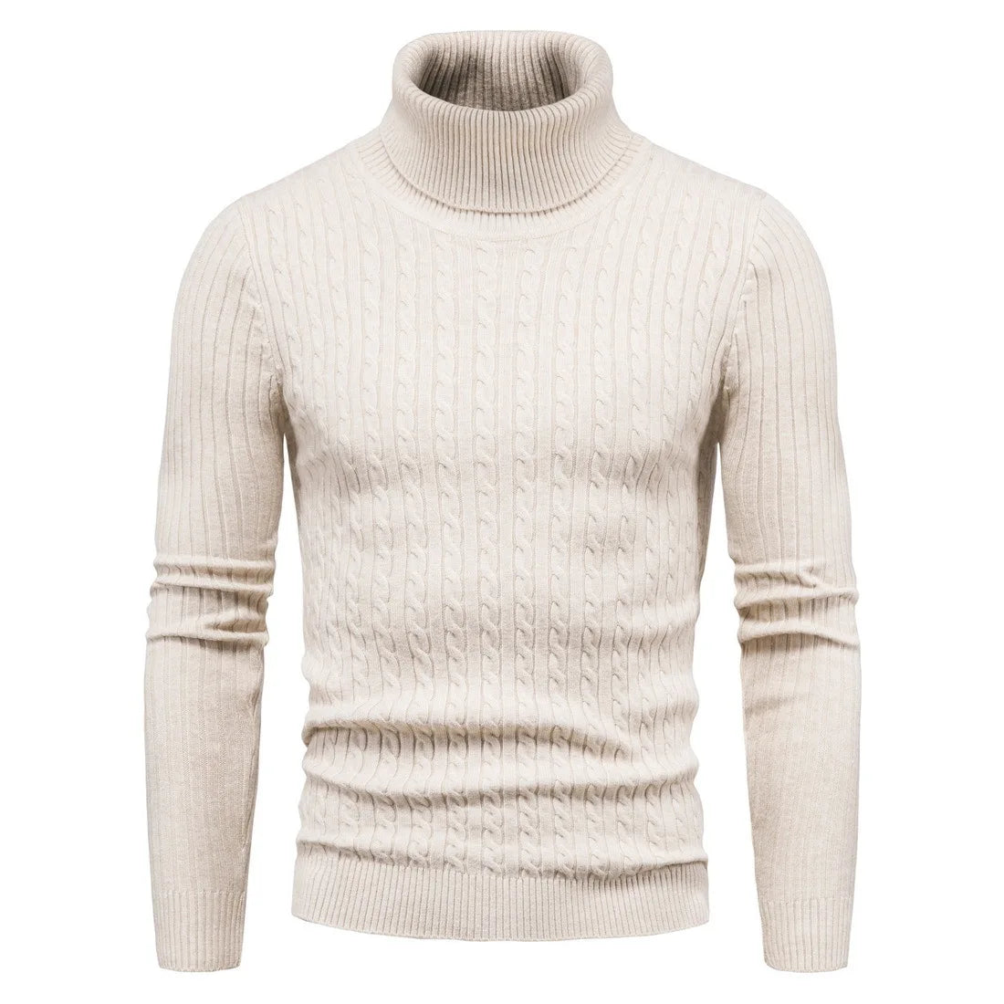 Dominic Casual Solid Soft Knitted Long Sleeve Turtleneck Sweater
