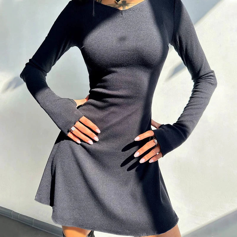 Spark Up The Glam Rhinestone Long Sleeve Mini Dress