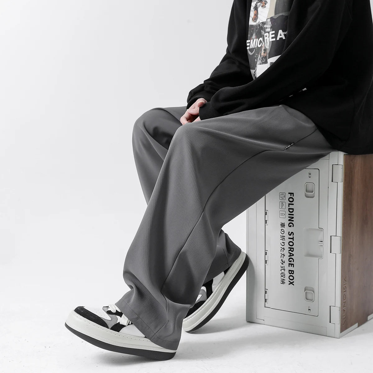 Men's Trend Solid Straight Loose Pants