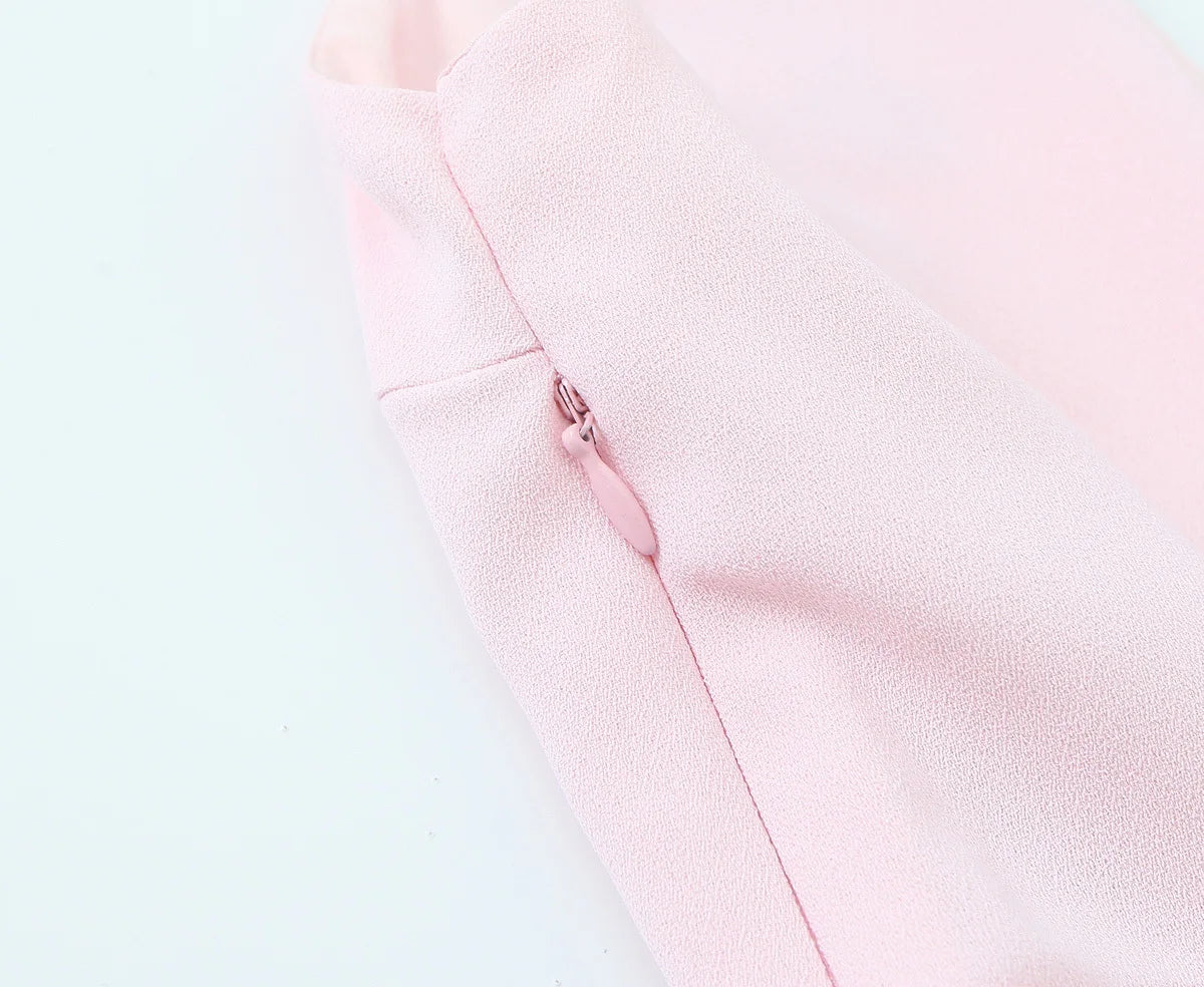 Woman V-Neck Backless Pink Mini Dress
