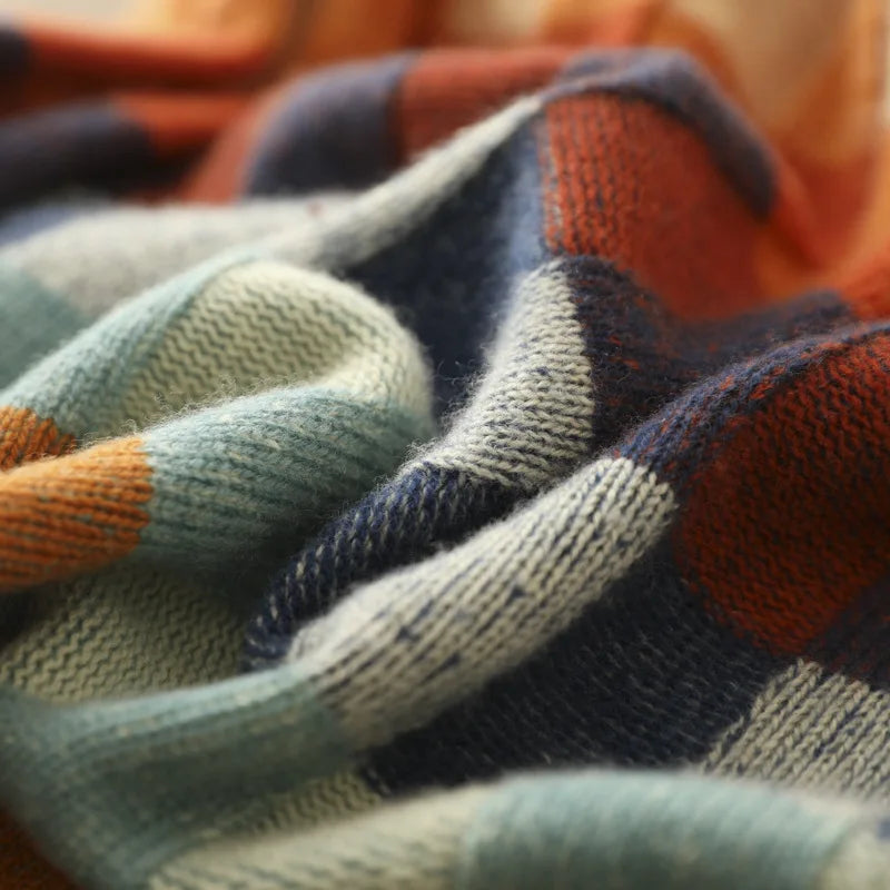 Ravelyn Patchwork Turtleneck High Neck Sweater