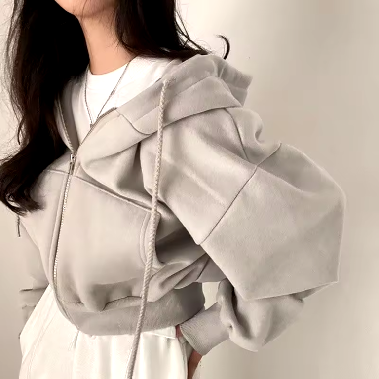 Women's Casual Warm Loose Zipper Hoodie Jacket