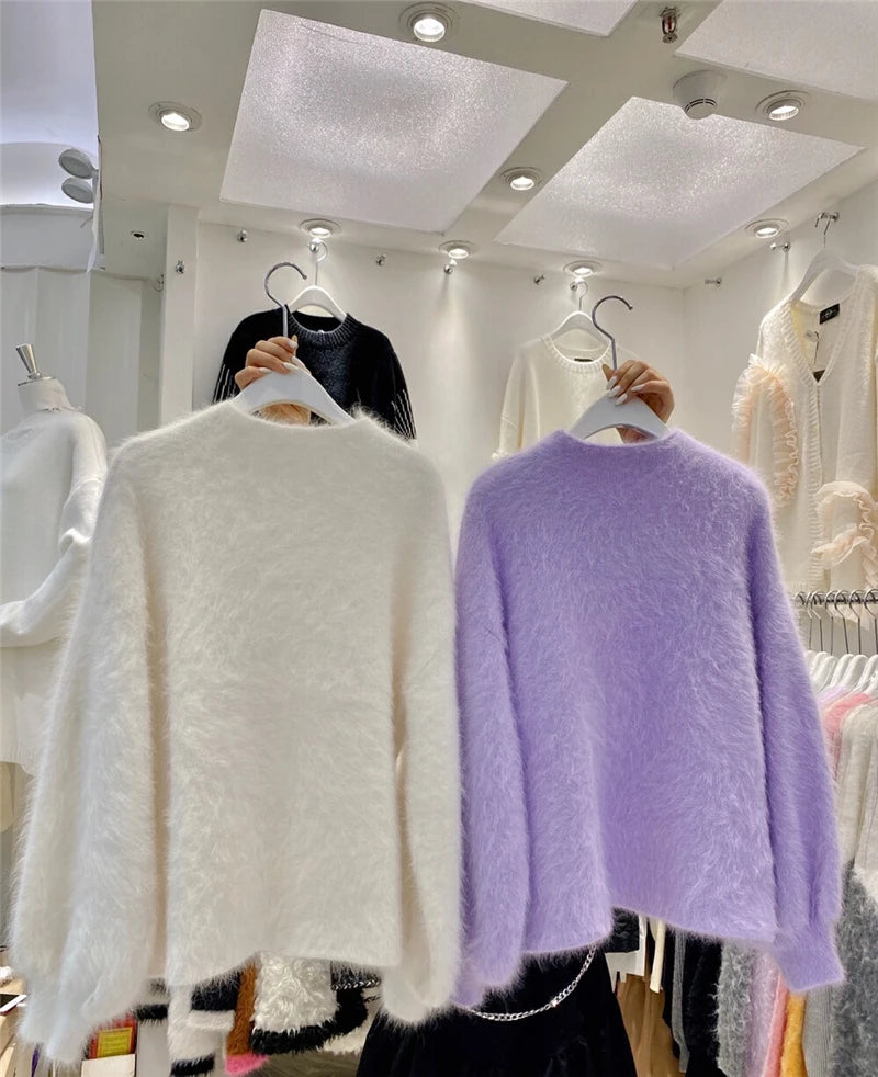 Emilia Lantern Sleeve Half Turtleneck Sweater