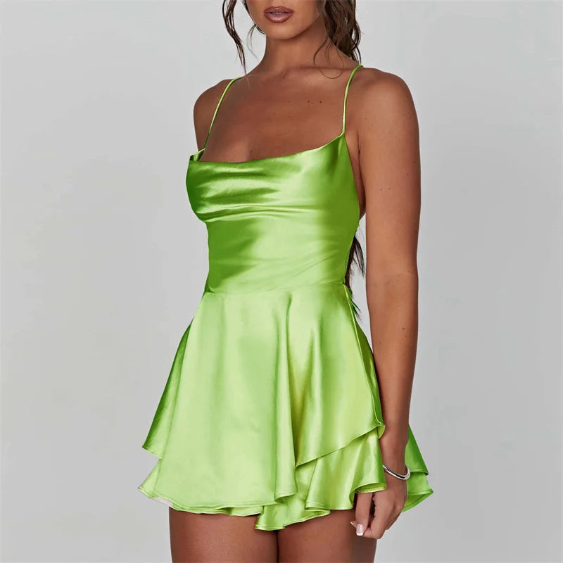 Jianna Floral Satin Short A-Line Dress