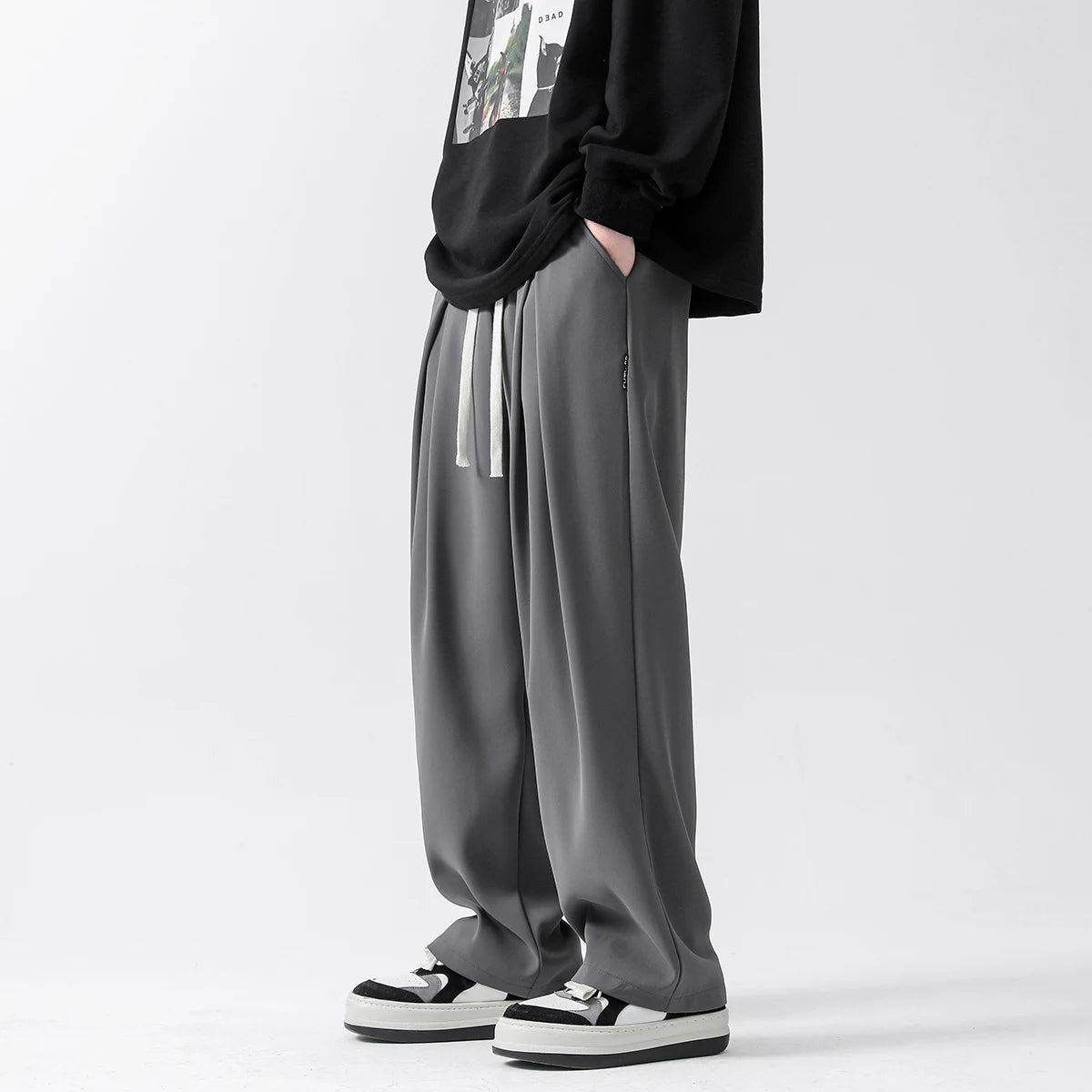 Men's Trend Solid Straight Loose Pants