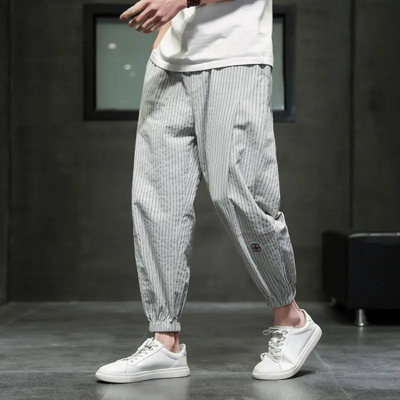Men's Quick-Dry Striped Drawstring Joggers