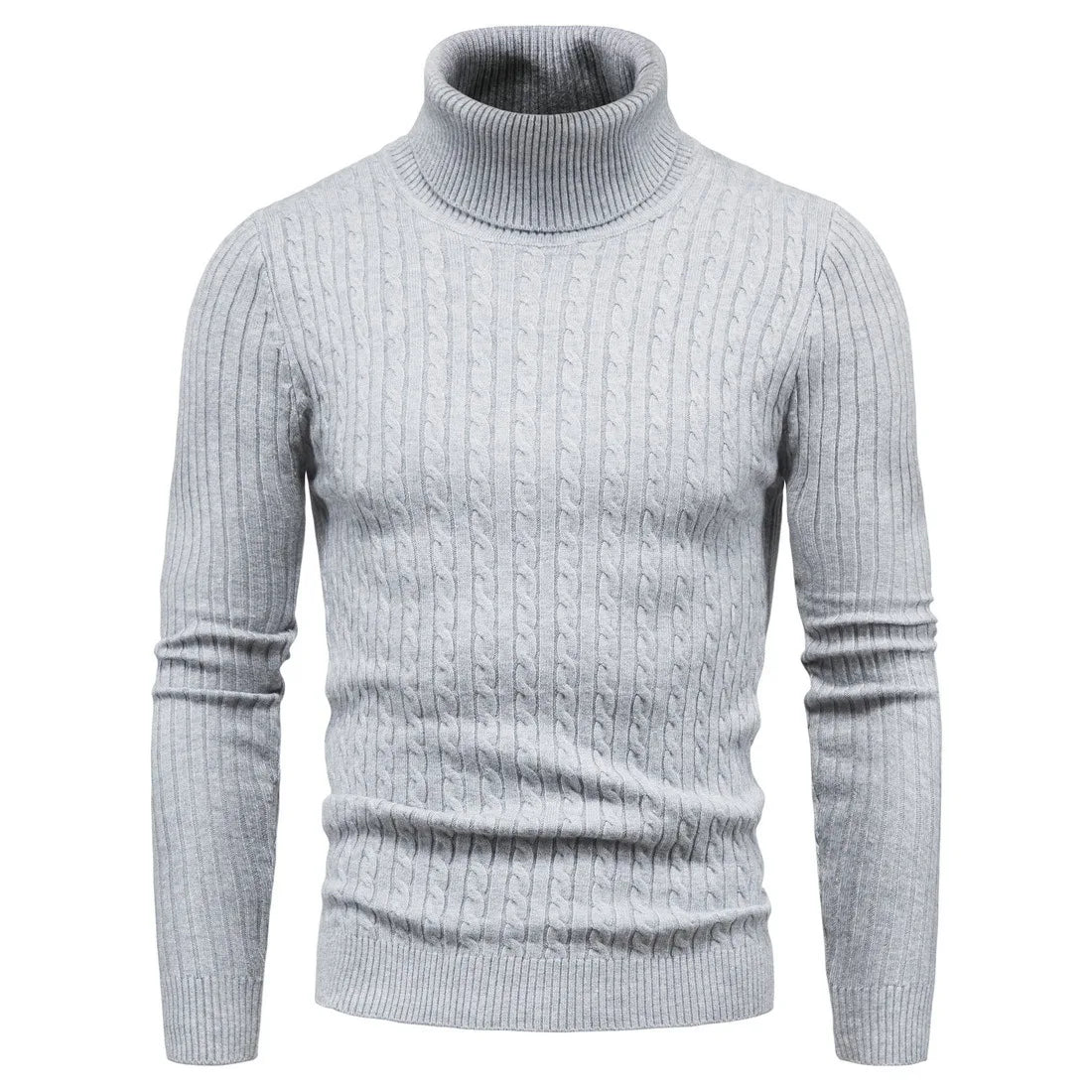 Dominic Casual Solid Soft Knitted Long Sleeve Turtleneck Sweater