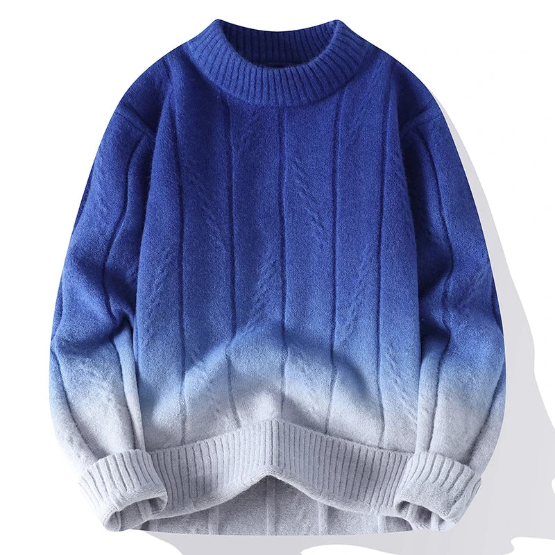Ombre Round Neck Knitted Sweater
