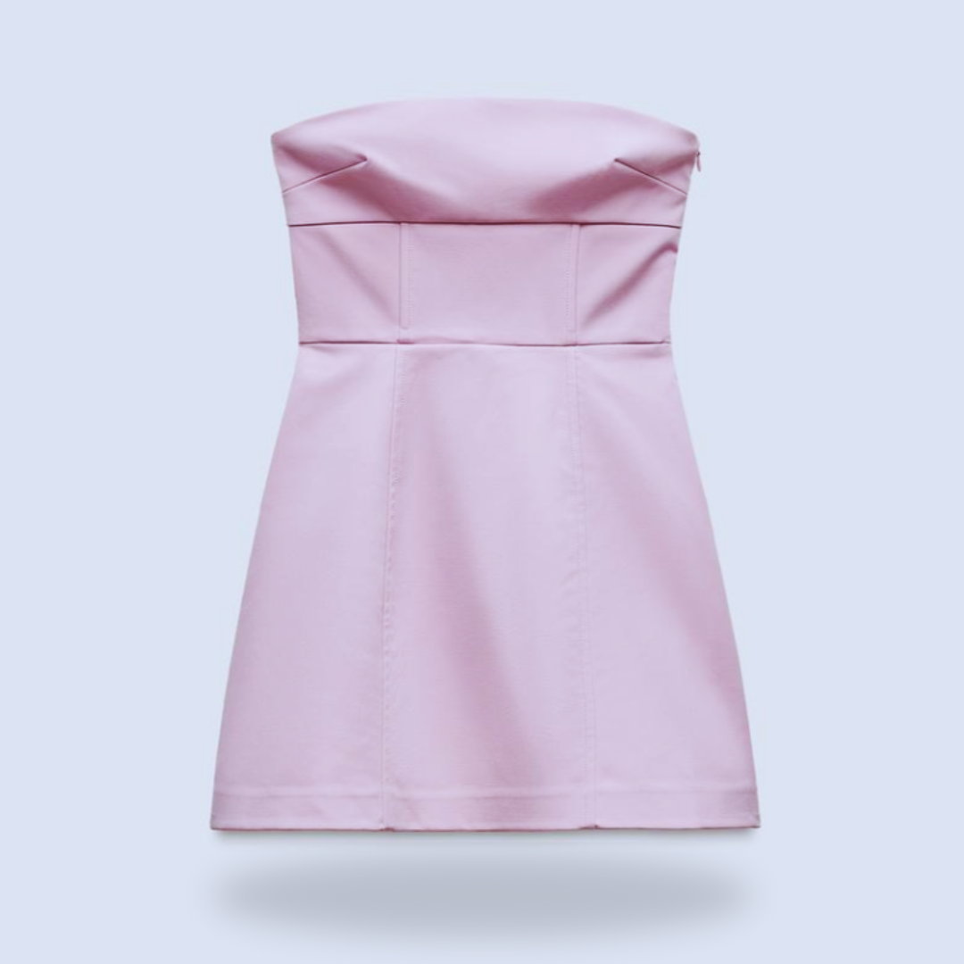 Women's Strapless Pink Women Dress