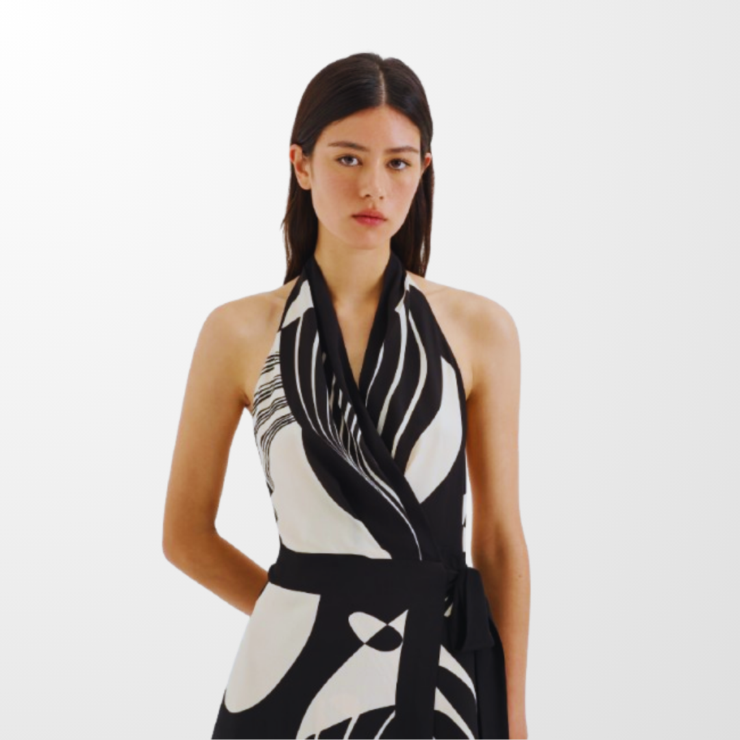 Women's Wrap Halter Mini Dress