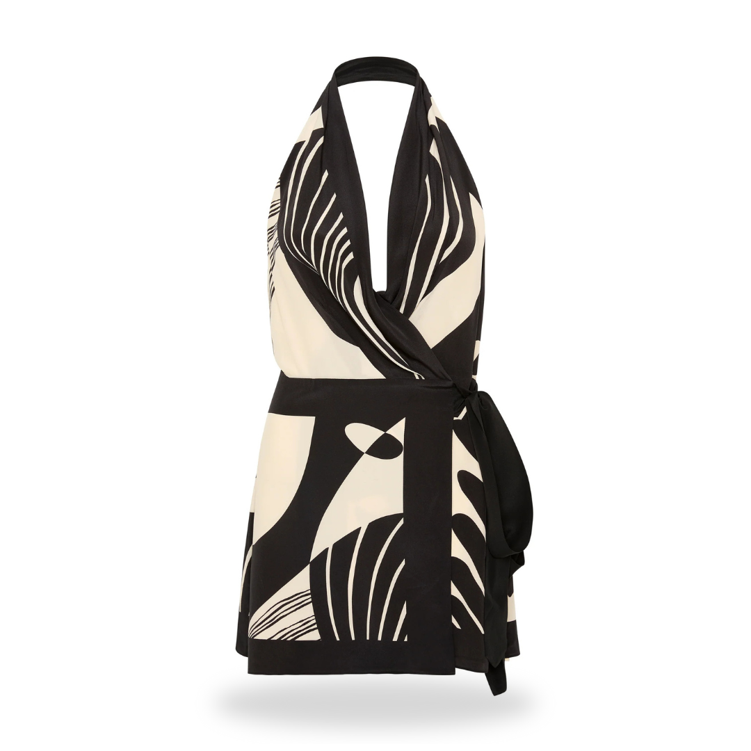Women's Wrap Halter Mini Dress
