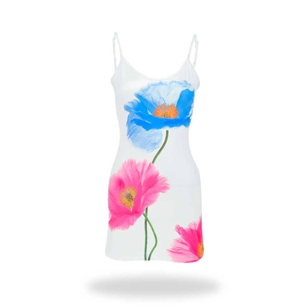 Poppy Blossom Low Back Mini Dress