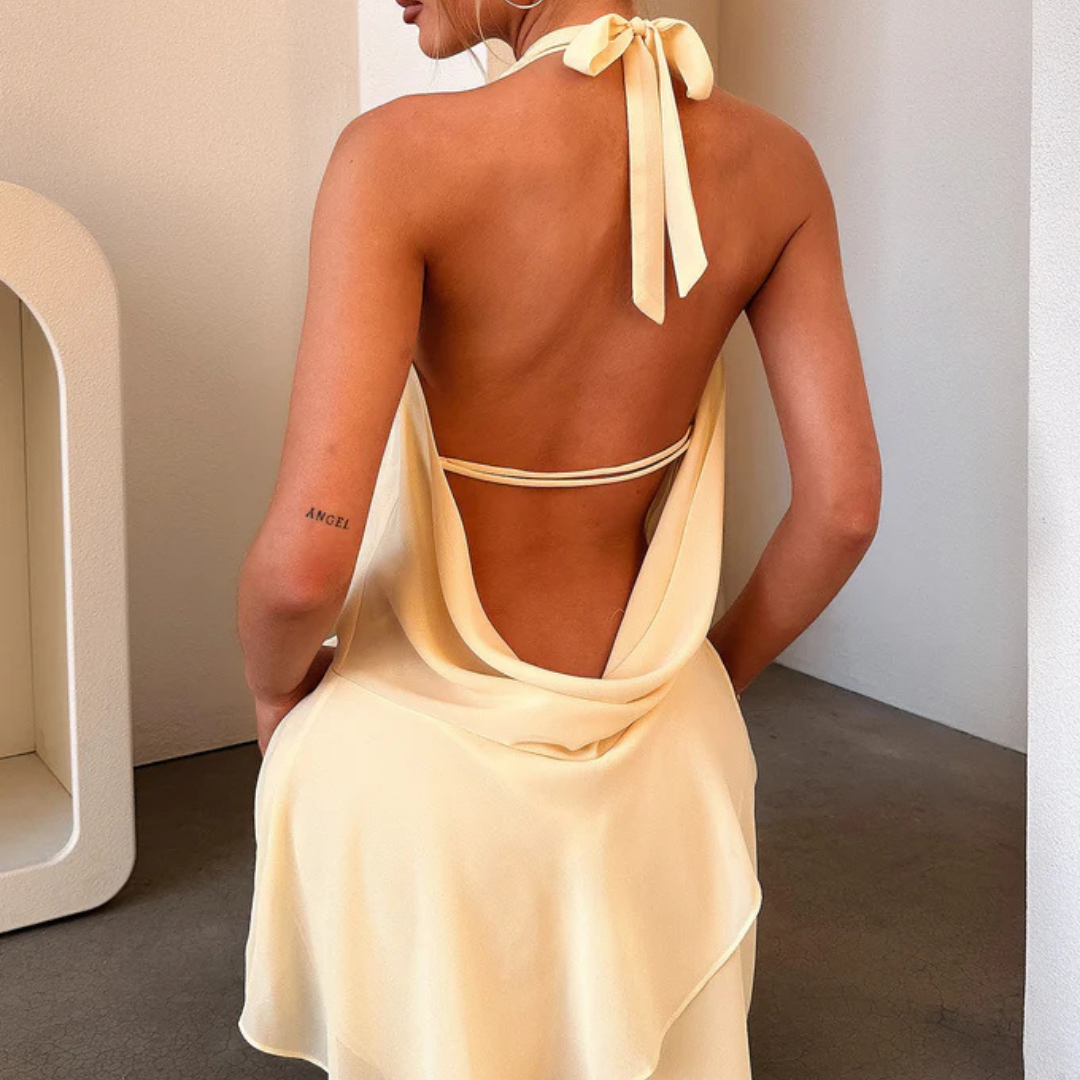 Women's V-Neck Backless Mini Dress