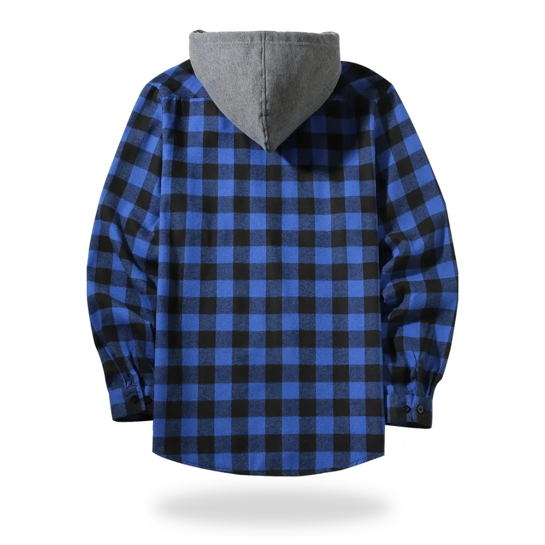 Beyond Street Hooded Plaid Shirt Jacket