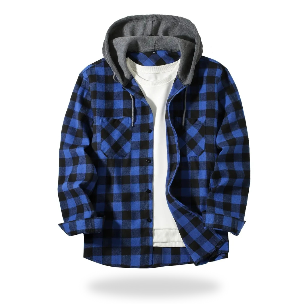 Beyond Street Hooded Plaid Shirt Jacket