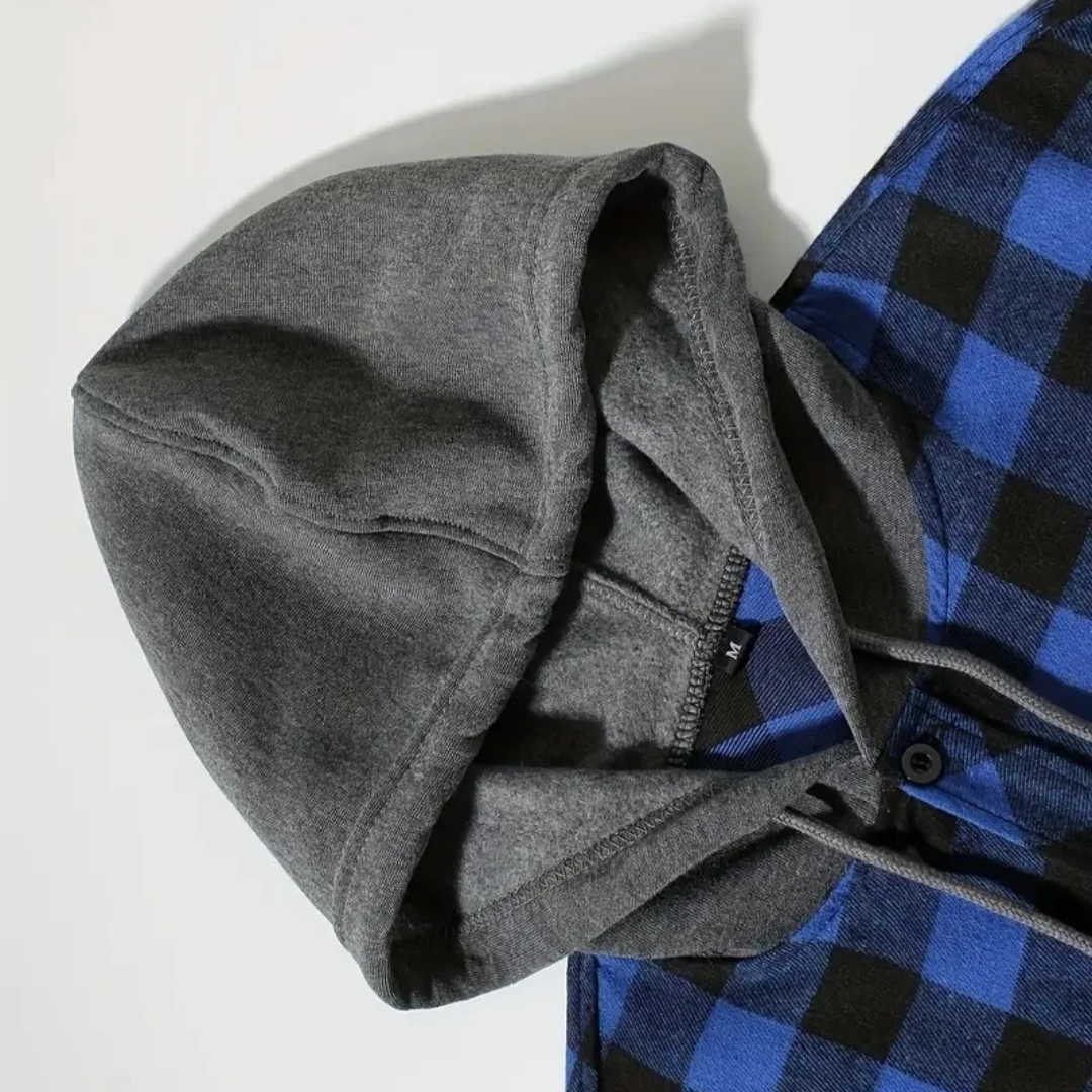 Beyond Street Hooded Plaid Shirt Jacket
