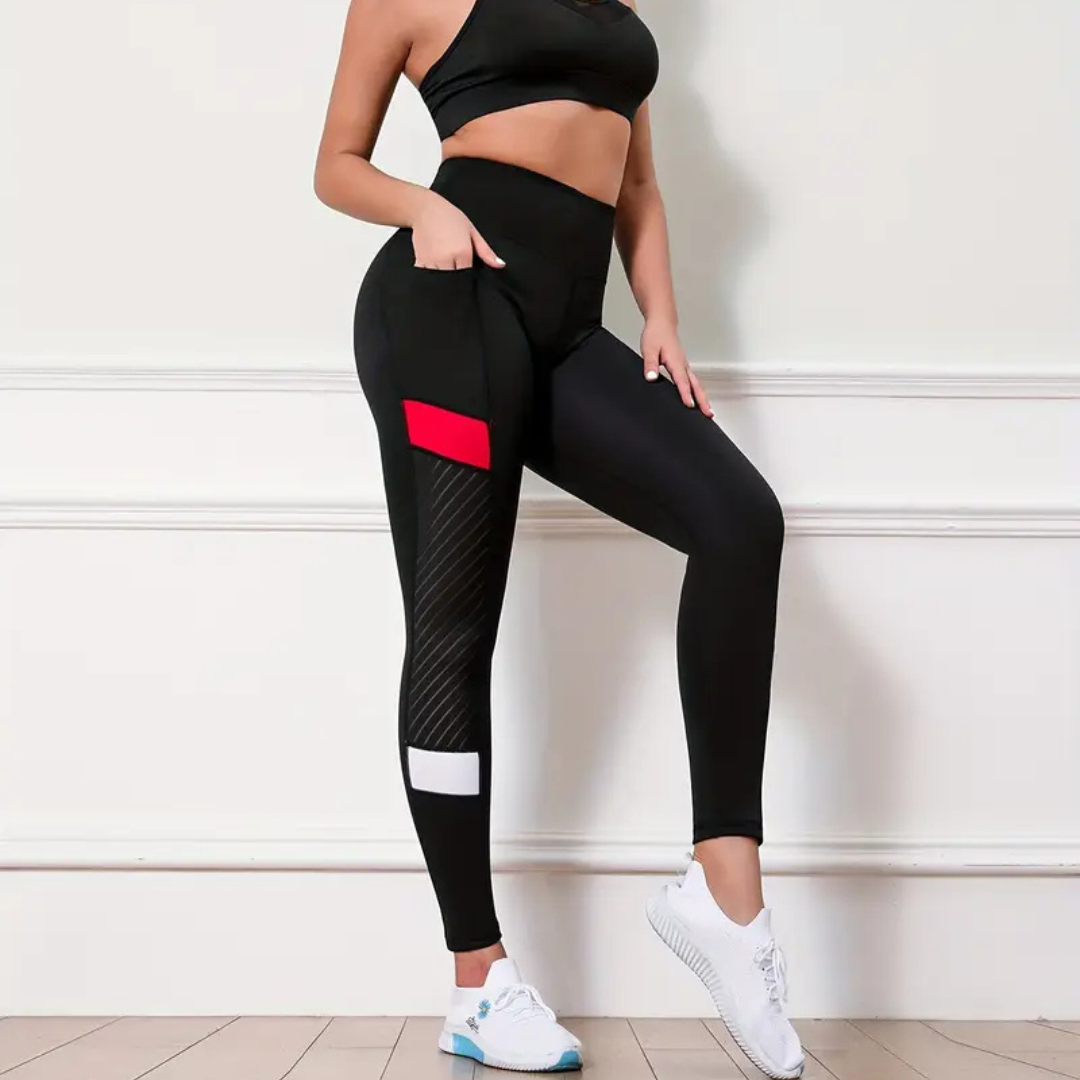 Adult Mesh High Waist Yoga Pants with Side Pockets