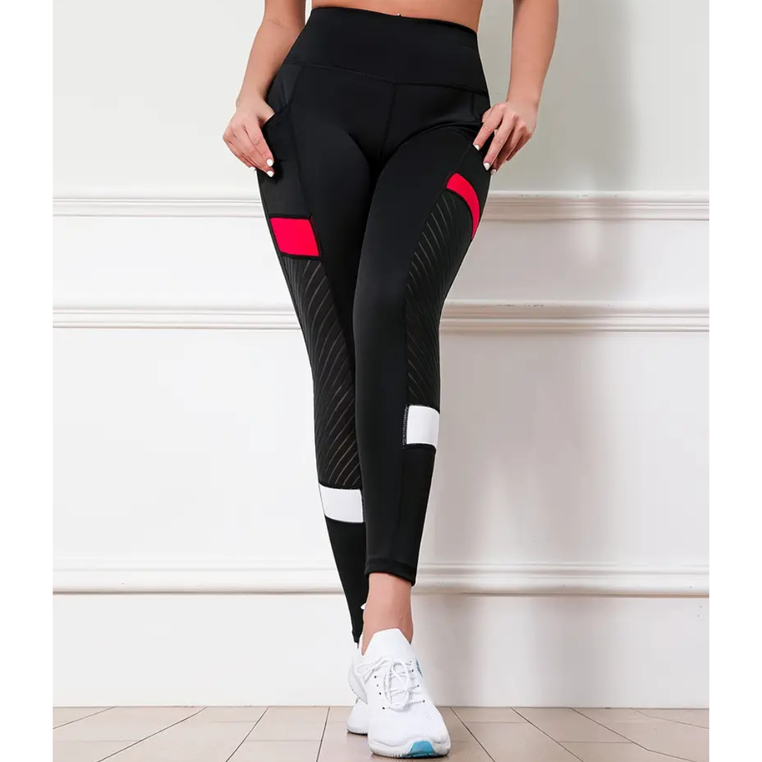 Adult Mesh High Waist Yoga Pants with Side Pockets