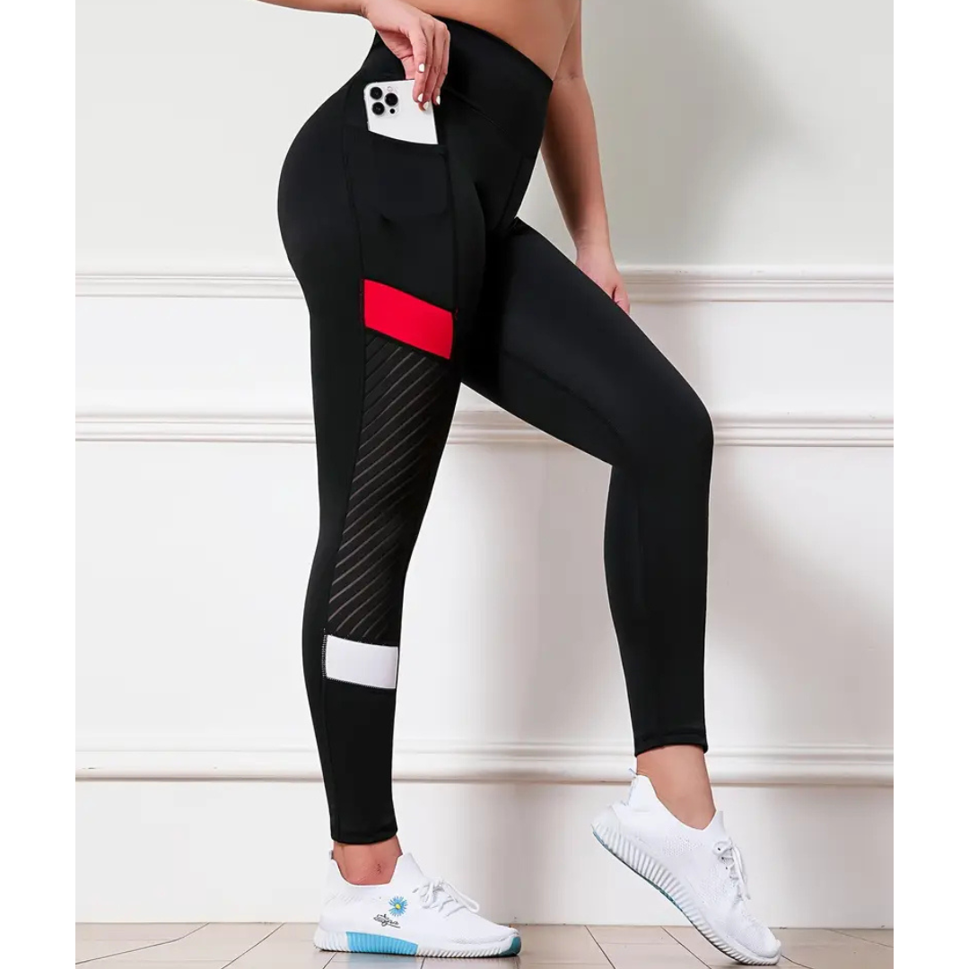 Adult Mesh High Waist Yoga Pants with Side Pockets