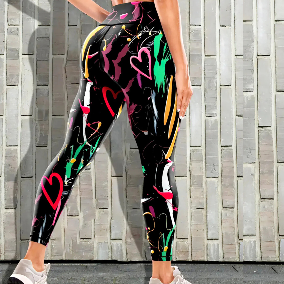 Abstract Love Seamless Leggings