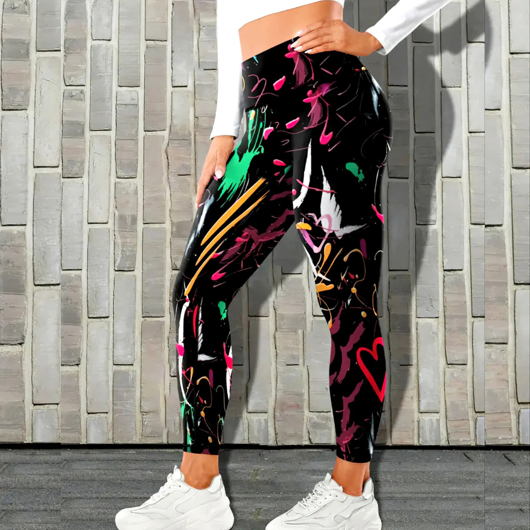 Abstract Love Seamless Leggings
