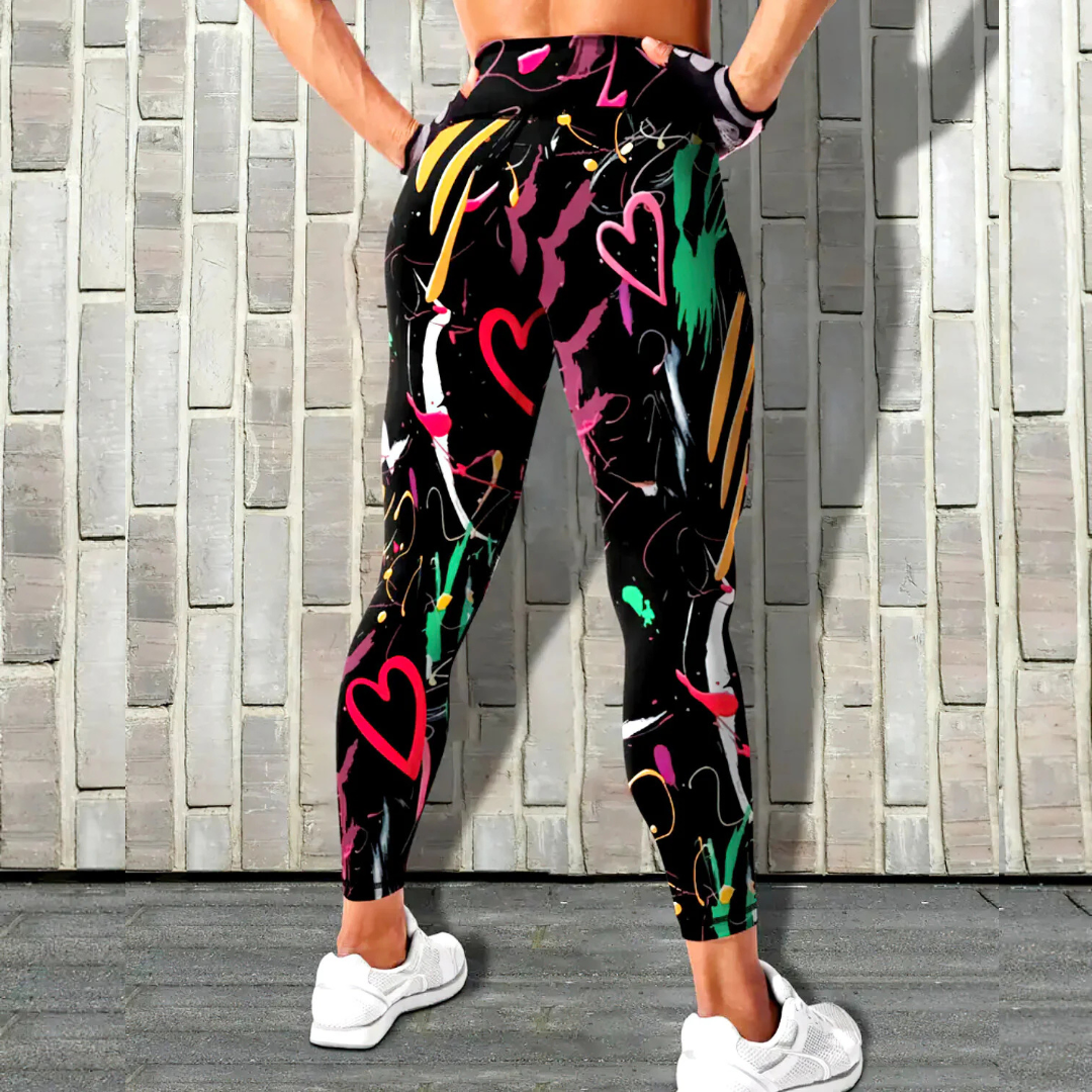 Abstract Love Seamless Leggings