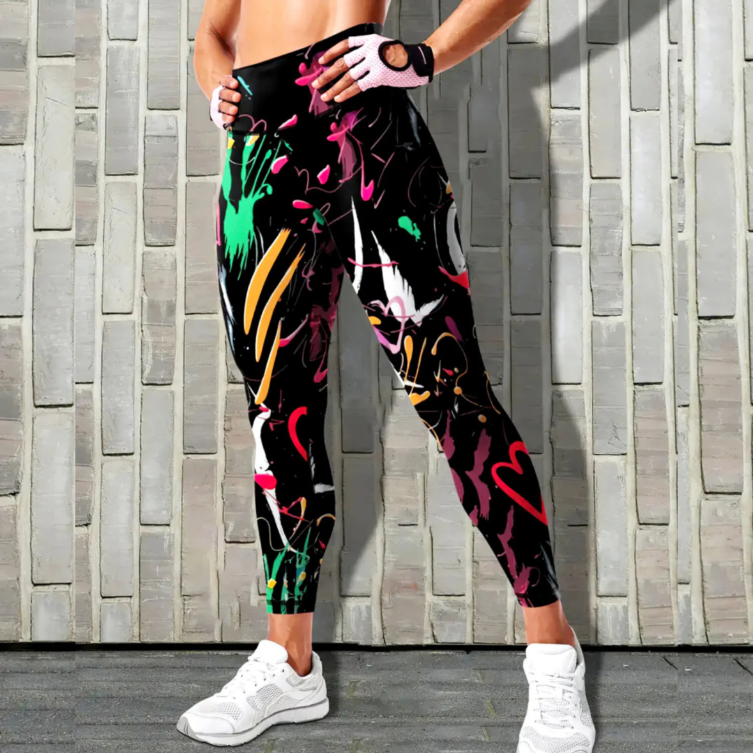 Abstract Love Seamless Leggings